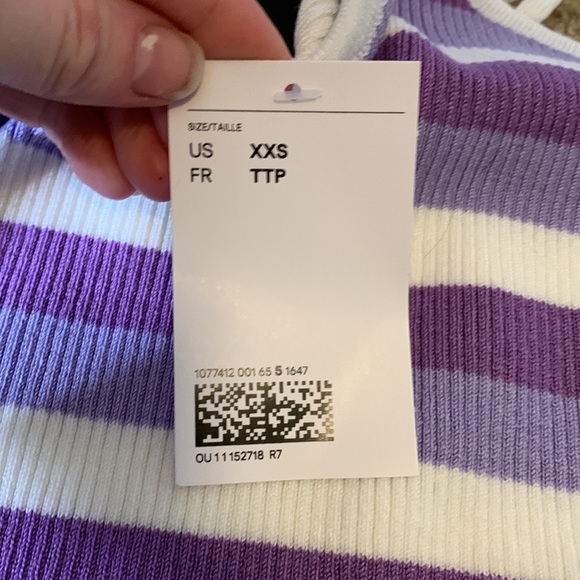 Striped purple and white crop halter top - Picture 2 of 2